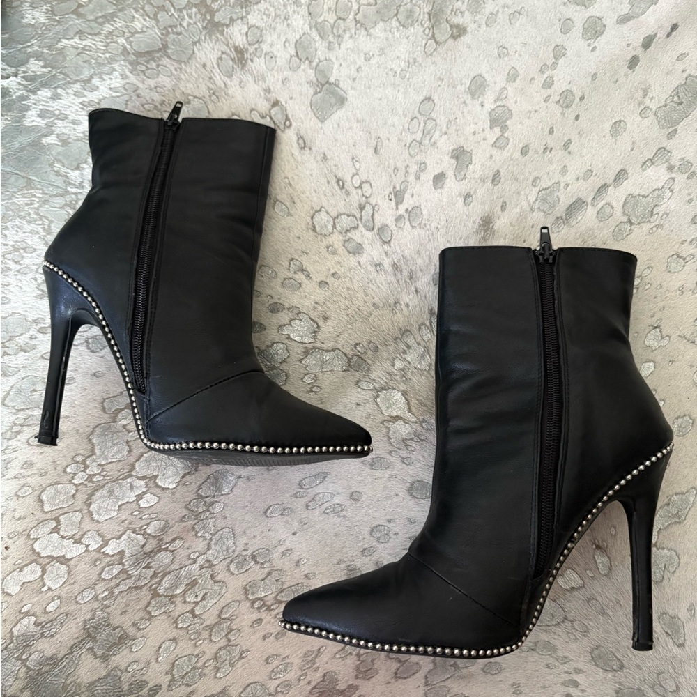 Chase + Chloe Black Ankle Boots with Studded Detail